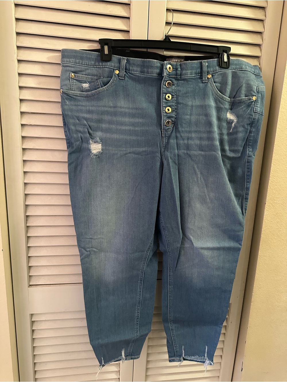 torrid Light Blue Distressed Boyfriend Jeans - Button Fly